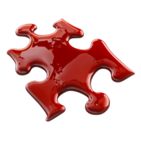 3D Red Puzzle Shape Isolated on Transparent Background png