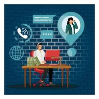 Technical support concept. Online global tech support vector