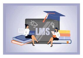LMS Learning Management System software application concept Educational online training. vector