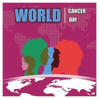 World Cancer Day Silhouette Design Featuring Inclusion and Global Unity. vector