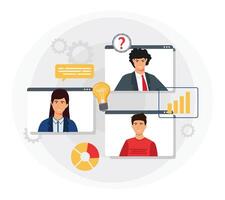 Virtual Team Meeting with Business environment and Creative Collaboration. vector