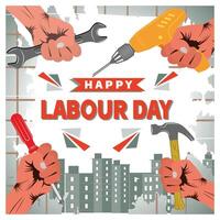 Labor Day concept with hands holding tools. vector