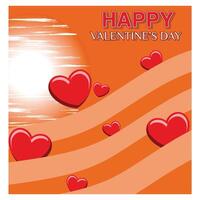 Happy Valentine's Day Card with Hearts and Retro Style Design. vector
