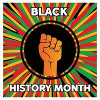 lack History Month Celebration With Raised Fist and Colorful Abstract Background. vector