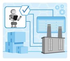 AI Streamlined Compliance concept. Automation and Robotics in Modern Industrial Processes. vector