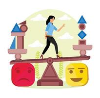 Balancing Emotions and Decision Making Depicted as a Scale Concept. vector