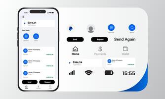 Blue Online Financial Services Mobile App Interface Template Set With Smartphone vector