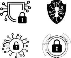 Cyber security icon. Data protection symbol. Concept of internet privacy, cyber protection and antivirus. Shield lock in futuristic style vector