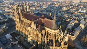 Static aerial view of the side of the Rome Cathedral at dawn video