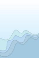 Abstract sea wave top view paper cut style turquoise tone vertical background graphic illustration have blank space. vector