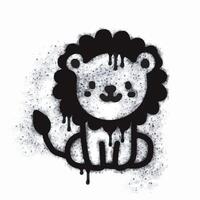 Lion spray icon isolated on white background. Lion graffiti icon sprayed in black on white background. vector