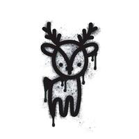 Deer spray icon isolated on white background. Deer graffiti icon sprayed in black on white background. vector