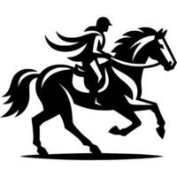 Tattoo emblem of medieval horseman postman in cloak riding on horseback with mail instructions in monochrome. Engraving minimalistic image in black ink drawing on white background vector