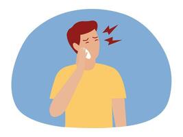 Man suffers from a toothache. vector