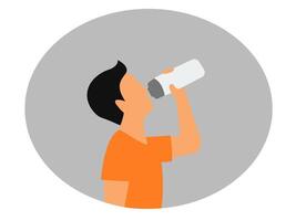 Man drinking water from a bottle. vector