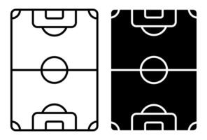Linear icon. Soccer field markings lines. Outline football playground top view. Sports ground for active recreation. Simple black and white image isolated on white background vector