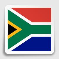 south africa flag icon on paper square sticker with shadow. Button for mobile application or web. image vector