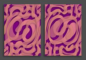 abstract liquid background with pink, orange and purple gradient lines and velvet smoke swirls. A4 3D template for cover or presentation. vector