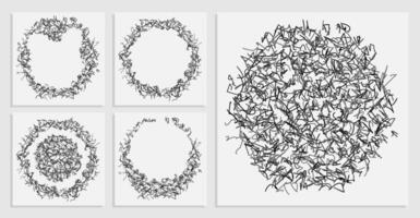 abstract round background from small curved curls. Random children doodles of scribbles. Isolated image vector