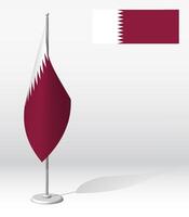 QATAR flag on flagpole for registration of solemn event, meeting foreign guests. National independence day of QATAR. Realistic 3D on white vector