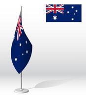 AUSTRALIA flag on flagpole for registration of solemn event, meeting foreign guests. National independence day of AUSTRALIA. Realistic 3D on white vector