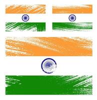 set of Republic of India flag chalk scratch paint grunge textures on white background. Texture of old poster back with India flag. image vector