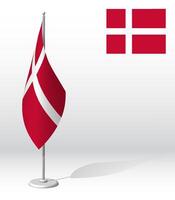 DENMARK flag on flagpole for registration of solemn event, meeting foreign guests. National independence day of DENMARK. Realistic 3D on white vector