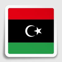 Libya flag icon on paper square sticker with shadow. Button for mobile application or web. image vector