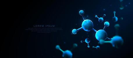 Futuristic Molecular Structure with Glowing Blue Atoms vector