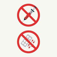 Warning no injection and no drugs design illustration vector