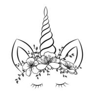 Unicorn isolated on white background. Coloring book page for adults, kids vector