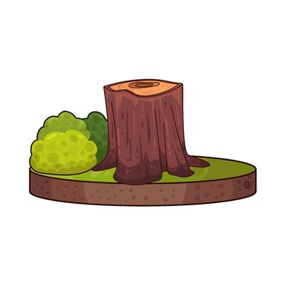 Illustration of tree trunk with brush