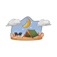 camping under the moon vector