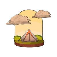 tent under clouds vector