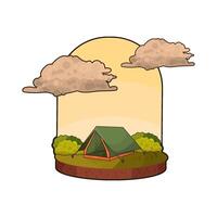 Illustration of camping tent under the clouds vector