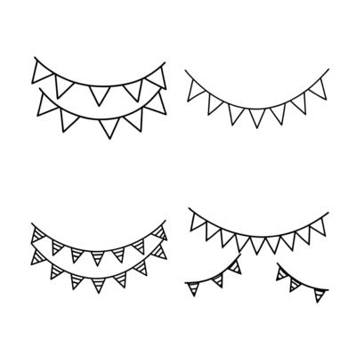 Four Festive Bunting Designs Party Decorations, Celebration Flags
