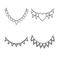 Four Decorative Bunting Designs Heart, Simple, Wave, Lace vector