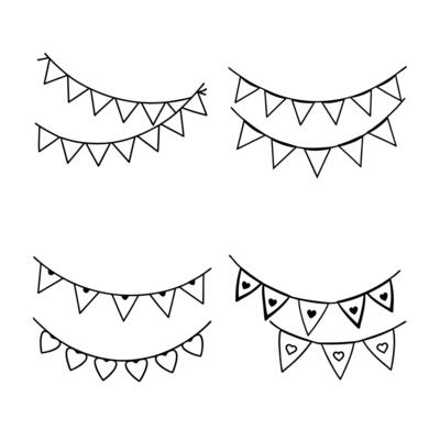 Four Decorative Bunting Designs Simple, Double, Heart, Party