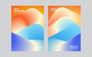 Abstract Cover Design with Gradient Waves in Orange, Blue and Yellow Colors vector
