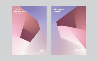 Abstract geometric cover design with a pink and purple gradient background vector