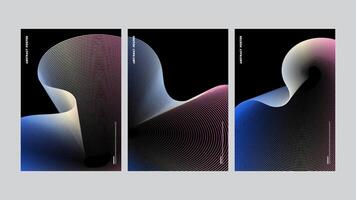 Abstract Gradient Line Art Posters, Futuristic Fluid Design template vector