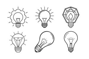Six Diverse Light Bulb Illustrations Ideas, Innovation, and Design vector