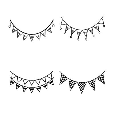 Four Decorative Bunting Designs Party, Celebration, Festive Flags