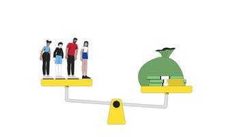 Oligarchy and wealth inequality 2D animation. Plutocracy capitalism. Rich elite figure outweighing middle class people animated characters cartoon flat concept metaphor 4K isolated on white video
