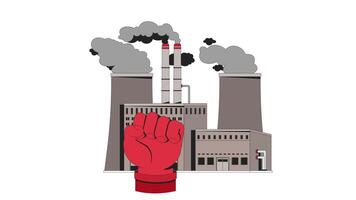 industriel Puissance et communiste révolution 2d animation. communisme idéologie. élevé poing serré. socialiste mouvement Animé composition dessin animé plat concept métaphore 4k isolé sur blanc video