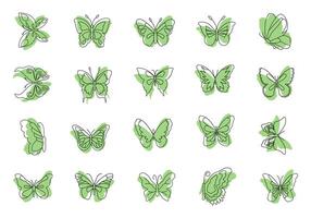 Handrawn Butterfly Icon Element Set vector