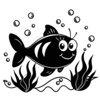 Delightful Cartoon Fish Exploring an Enchanted Ocean vector