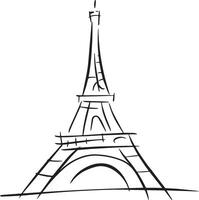 Eiffel tower hand drawn illustration isolated on white background. vector