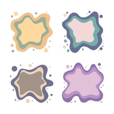 Set of Colorful Soft Pastel Abstract Organic Water Fluid Liquid Blob Shape Template Background