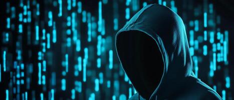 Mysterious figure in a digital environment. photo